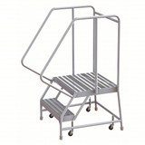 Tri-Arc Rolling Ladder: 20 In Platform Height, 21 In Platform Deep, 16 In Platform Wide, Ribbed, 20 In Bottom Wide 
