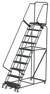 Ballymore Safety Products Weight-Actuated Series Ladders, Weight Actuated, 10 Step, 32 In Wide Base, 14 in Deep Top Step, Perforated Tread 