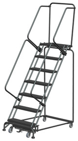 Ballymore Safety Products Weight-Actuated Series Ladders, Weight Actuated, 7 Step, 32 In Wide Base, 14 in Deep Top Step, Perforated Tread, Setup 