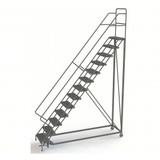 Tri-Arc KD 13 Step Easy Climb Configurable Rolling Ladder: 130 In Platform Height, 17 In Platform Deep, 24 In Platform Wide, Serrated 