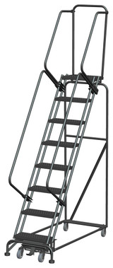 Ballymore Safety Products Weight-Actuated Series Ladders, Weight Actuated, 8 Step, 24 In Wide Base, 14 in Deep Top Step, Serrated Tread 