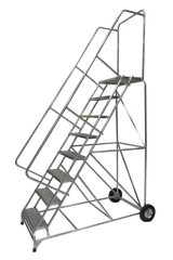 Ballymore Safety Products Aluminum Ladders, 8 Step, 36 In Wide Base, 14 in Deep Top Step, Ribbed Tread, Setup 