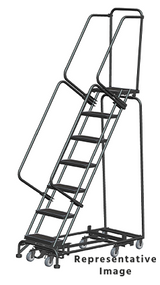 Weight Actuated All Directional Ladders, Weight Actuated, All Directional, 7 Step, 24 In Wide Base, 28 in Deep Top Step, Perforated Tread, Setup