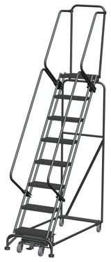 Weight-Actuated Series Ladders, Weight Actuated, 8 Step, 24 In Wide Base, 14 in Deep Top Step, Expanded Metal Tread