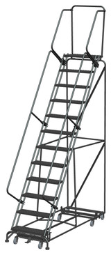 Weight Actuated All Directional Ladders, Weight Actuated, All Directional, 12 Step, 32 In Wide Base, 14 in Deep Top Step, Perforated Tread, Setup