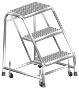 Stainless Steel Ladders, 3 Step, 32" Wide Base, 10" Deep Top Step, Serrated Tread, Setup