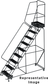 Ballymore Safety Products 50 Degree Slope Walk Down Ladders, CALOSHA, 50° Incline, 9 Step, 32 In Wide Base, 28 in Deep Top Step, Serrated Tread, Setup 