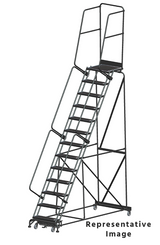 Weight-Actuated Series Ladders, Weight Actuated, 13 Step, 40 In Wide Base, 28 in Deep Top Step, Serrated Tread