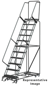 All Direction Ladders, All Directional, 11 Step, 32 In Wide Base, 28 in Deep Top Step, Serrated Tread