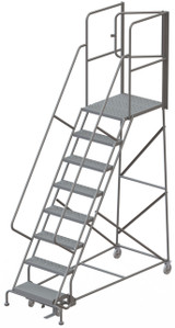 KD 8 Step Steel Ladder Perf 30" With Deep Top Step, Rear Exit Gate