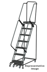 Weight-Actuated Series Ladders, Weight Actuated, 7 Step, 24 In Wide Base, 28 in Deep Top Step, Expanded Metal Tread