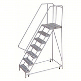 Rolling Ladder: 70 In Platform Height, 21 In Platform Deep, 24 In Platform Wide, Ribbed, 32 In Bottom Wide