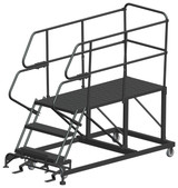 Single Entry Work Platforms, 3 Step, 38" Wide Base, 60" Deep Platform, Serrated Tread