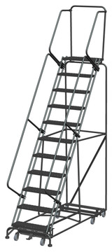 Weight Actuated All Directional Ladders, Weight Actuated, All Directional, 11 Step, 32 In Wide Base, 14 in Deep Top Step, Expanded Metal Tread, Setup