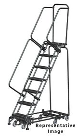 Weight Actuated All Directional Ladders, Weight Actuated, All Directional, 7 Step, 32 In Wide Base, 21 in Deep Top Step, Serrated Tread, Setup