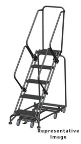 Weight Actuated All Directional 50 Degree Slope Walk Down Ladders, Weight Actuated, All Directional, 50° Incline, 5 Step, 24 In Wide Base, 21 in Deep Top Step, Serrated Tread