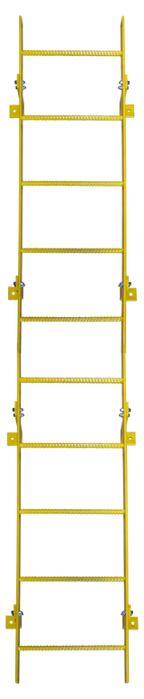 Tri-Arc Fixed Ladder: 9 Ft, 9 Ft Top Step Height, 10 Steps, 25 In Overall Wide, Top