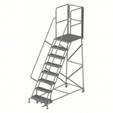 KD 8 Step Steel Rolling Ladder: 80 In Platform Height, 30 In Platform Deep, 24 In Platform Wide, Serrated, 35 In Bottom Wide