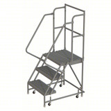 KD 3 Step Steel Rolling Ladder: 30 In Platform Height, 20 In Platform Deep, 24 In Platform Wide, Serrated, 30 In Bottom Wide