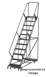 Weight Actuated All Directional 50 Degree Slope Walk Down Ladders, Weight Actuated, All Directional, 50° Incline, 11 Step, 32 In Wide Base, 28 in Deep Top Step, Expanded Metal Tread