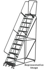 Weight-Actuated Series Ladders, Weight Actuated, 12 Step, 32 In Wide Base, 21 in Deep Top Step, Perforated Tread