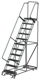 All Direction Ladders, All Directional, 11 Step, 32 In Wide Base, 14 in Deep Top Step, Expanded Metal Tread