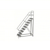 KD 9 Step Heavy Duty Safety Angle Rolling Ladder: 90 In Platform Height, 17 In Platform Deep, 24 In Platform Wide, Serrated, 35 In Bottom Wide