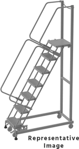Ballymore Safety Products Weight-Actuated Series Ladders, Weight Actuated, 12 Step, 32 In Wide Base, 28 in Deep Top Step, Expanded Metal Tread, Rear Exit 