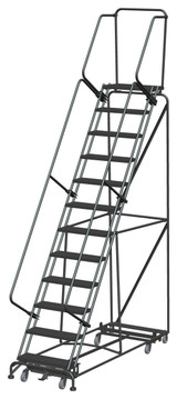 Weight Actuated All Directional Ladders, Weight Actuated, All Directional, 12 Step, 32 In Wide Base, 14 in Deep Top Step, Serrated Tread