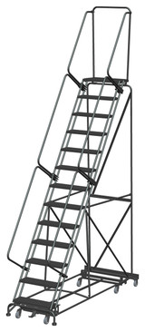 Weight Actuated All Directional Ladders, Weight Actuated, All Directional, 13 Step, 40 In Wide Base, 14 in Deep Top Step, Serrated Tread