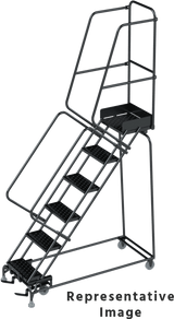 Ballymore Safety Products 50 Degree Slope Walk Down Ladders, CALOSHA, 50° Incline, 6 Step, 24 In Wide Base, 21 in Deep Top Step, Perforated Tread 