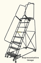 Weight-Actuated Series Ladders, Weight Actuated, 8 Step, 32 In Wide Base, 21 in Deep Top Step, Serrated Tread