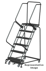 Weight-Actuated Series Ladders, Weight Actuated, 6 Step, 32 In Wide Base, 21 in Deep Top Step, Abrasive Mat Tread