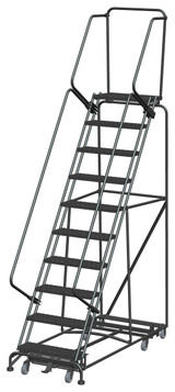 Weight Actuated All Directional Ladders, Weight Actuated, All Directional, 10 Step, 32 In Wide Base, 14 in Deep Top Step, Expanded Metal Tread