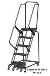 Weight-Actuated Series Ladders, Weight Actuated, 5 Step, 24 In Wide Base, 28 in Deep Top Step, Serrated Tread