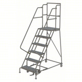 KD 6 Step Steel Rolling Ladder: 60 In Platform Height, 30 In Platform Deep, 16 In Platform Wide, Perforated, 27 In Bottom Wide