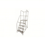 KD 5 Step Steel Rolling Ladder: 50 In Platform Height, 30 In Platform Deep, 24 In Platform Wide, Perforated, 30 In Bottom Wide