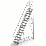 KD 15 Step Steel Rolling Ladder: 150 In Platform Height, 10 In Platform Deep, 24 In Platform Wide, Serrated, 40 In Bottom Wide