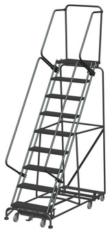 Weight Actuated All Directional Ladders, Weight Actuated, All Directional, 9 Step, 32 In Wide Base, 14 in Deep Top Step, Serrated Tread