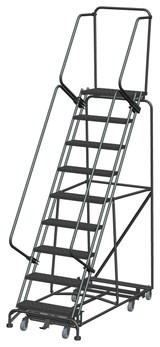 Weight Actuated All Directional Ladders, Weight Actuated, All Directional, 9 Step, 32 In Wide Base, 14 in Deep Top Step, Perforated Tread