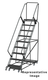 Weight Actuated All Directional 50 Degree Slope Walk Down Ladders, Weight Actuated, All Directional, 50° Incline, 9 Step, 32 In Wide Base, 14 in Deep Top Step, Serrated Tread, Setup