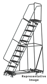 Weight Actuated All Directional Ladders, Weight Actuated, All Directional, 11 Step, 32 In Wide Base, 21 in Deep Top Step, Perforated Tread