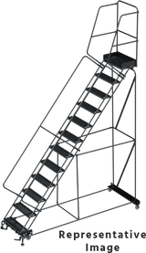 Ballymore Safety Products 50 Degree Slope Walk Down Ladders, CALOSHA, 50° Incline, 12 Step, 32 In Wide Base, 28 in Deep Top Step, Expanded Metal Tread 
