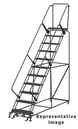 Ballymore Safety Products 50 Degree Slope Walk Down Ladders, 50° Incline, 11 Step, 32 In Wide Base, 28 in Deep Top Step, Serrated Tread 