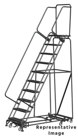 Weight Actuated All Directional Ladders, Weight Actuated, All Directional, 10 Step, 32 In Wide Base, 28 in Deep Top Step, Abrasive Mat Tread, Setup