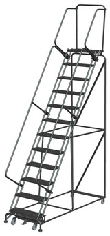 Weight-Actuated Series Ladders, Weight Actuated, 12 Step, 32 In Wide Base, 14 in Deep Top Step, Expanded Metal Tread, Setup