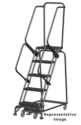 Weight-Actuated Series Ladders, Weight Actuated, 5 Step, 32 In Wide Base, 28 in Deep Top Step, Perforated Tread, Setup