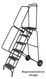 Ballymore Safety Products Fold-N-Store Ladders, 5 Step, 30 In Wide Base, 14 Deep Top Step, Serrated Tread, Setup 
