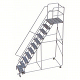 Rolling Ladder: 110 In Platform Height, 28 In Platform Deep, 24 In Platform Wide, Ribbed, 38 In Bottom Wide