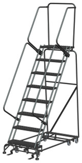 All Direction Ladders, All Directional, 8 Step, 32 In Wide Base, 14 in Deep Top Step, Perforated Tread